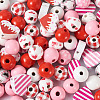 120Pcs 9 Styles Valentine's Day Painted Natural Wood Beads WOOD-KS0001-20-4