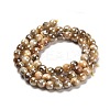 Electroplated Natural Tiger Eye Round Beads Strands G-L598-A04-01-3