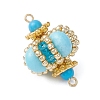 Dyed Synthetic Imperial Jasper & Handmade Glass Seed Beaded Rhombus Connector Charms PALLOY-MZ00960-02-3