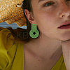 4 Pairs 4 Colors Raffia Grass Donut Dangle Stud Earrings EJEW-FI0002-30-6