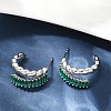 Twist Brass Micro Pave Cubic Zirconia Stud Earrings EJEW-M082-16P-01-1