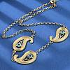 Brass Micro Pave Clear & Sky Blue Cubic Zirconia Teardrop Evil Eye Link Chain Necklaces KK-H203-14G-1