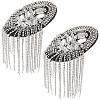 2Pcs Felt & Iron & Rhinestone Tassel Epaulette AJEW-CN0007-74A-P-1