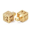 Alphabet Brass Micro Pave Clear Cubic Zirconia Pendants ZIRC-O045-01G-R-3