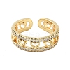 Brass Micro Pave Cubic Zirconia Cuff Rings for Women LS-RJEW-U031-01G-2