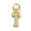 Initial Letter Brass with Cubic Zirconia Charms KK-Q814-26T-G-1