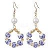 Printed Porcelain Round Dangle Earrings EJEW-JE06838-3