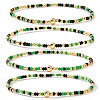 4Pcs Bohemian Glass Seed Bead & Brass Beads Stretch Bracelets for Women DR1565-5-1