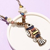 Ceramic Fish Pendant Adjustable Waxed Cord Necklaces for Women NJEW-B146-01-3