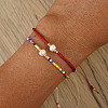 2Pcs Vintage Glass Seed Bead & Plastic Imitation Pear Beads Braided Bead Bracelets for Women JF2280-2-1