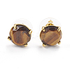 Natural Tiger Eye Stud Earrings EJEW-L196-05E-1