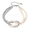 Natural Pearl & Synthetic Non-magnetic Hematite Beaded Bracelets for Women BJEW-JB13364-01-2