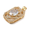 Brass Micro Pave Clear Cubic Zirconia Pendants KK-P263-25KCG-01-2