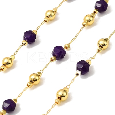 Handmade Lapis Lazuli Faceted Round Beaded Chains CHC-F021-01G-09-1