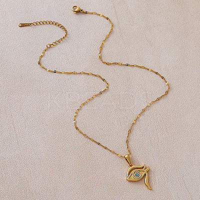 Vintage 304 Stainless Steel Glass Eye of Ra Pendant Necklaces for Women EQ3909-1