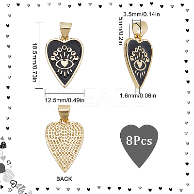 8Pcs Brass Enamel Pendants ZIRC-SC0001-24-1