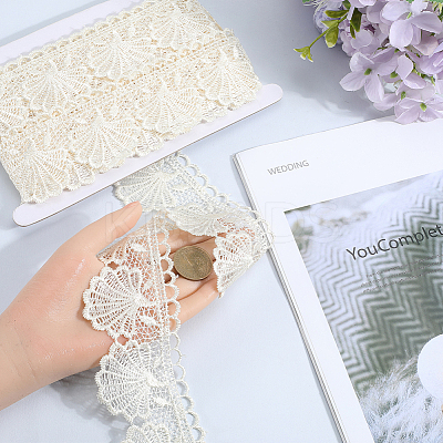 4.7~5 Yards Cotton Shell Shaped Flower Lace Ribbon OCOR-GF0003-95C-1