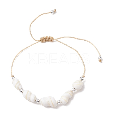 Adjustable Natural Shell Braided Beads Bracelets for Women BJEW-JB10978-1