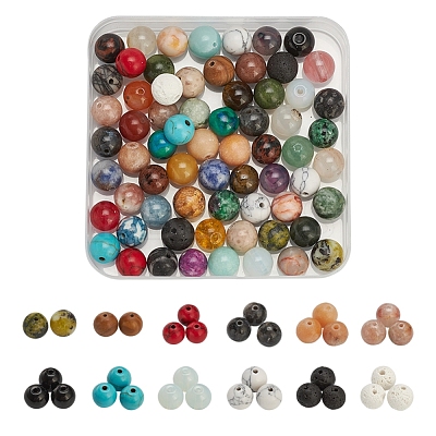 100Pcs Natural & Synthetic Gemstone Beads G-YW0001-11-1