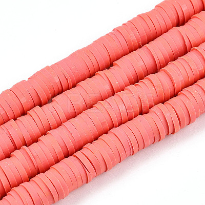 Flat Round Handmade Polymer Clay Beads CLAY-R067-6.0mm-14-1