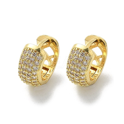 Brass Micro Pave Cubic Zirconia Hoop Earrings EJEW-D311-078G-1