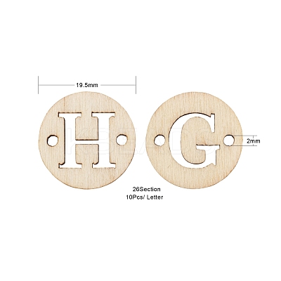 260pcs 26 Styles Unfinished Natural Poplar Wood Links Connectors WOOD-LS0001-06-1