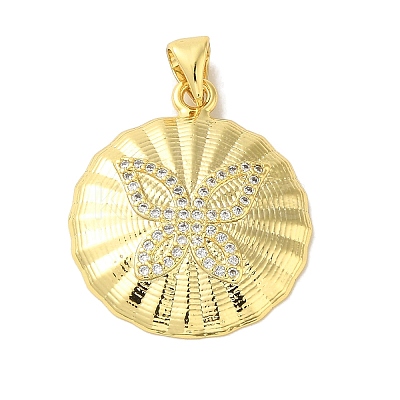 Brass Micro Pave Clear Cubic Zirconia Pendants KK-Z042-08G-1