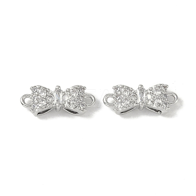 Brass Micro Pave Clear Cubic Zirconia Connector Charms KK-S367-21B-1