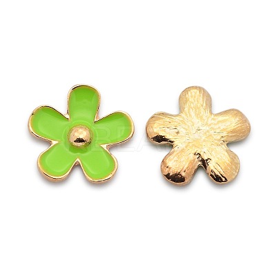 Rose Gold Plated Alloy Enamel Flower Cabochons ENAM-J451-09RG-1