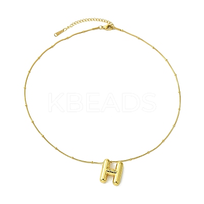 Ion Plating(IP) Initial Letter 304 Stainless Steel Pendant Necklace NJEW-R265-05G-H-1