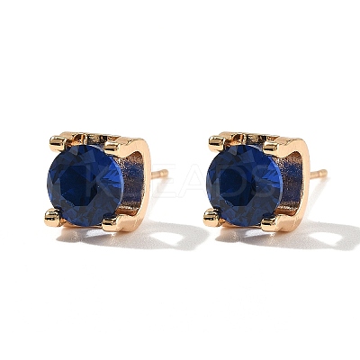 Square Brass Micro Pave Cubic Zirconin Stud Earrings EJEW-D318-03KCG-C-1