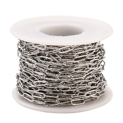Tarnish Resistant 304 Stainless Steel Textured Paperclip Chains CHS-I009-01P-1