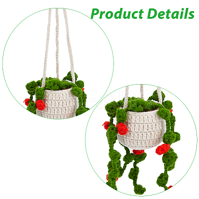 Woolen Yarn Crochet Plant Basket Hanging Decorations FIND-WH0152-161B-1