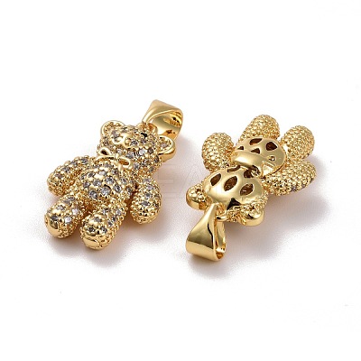 Brass Micro Pave Clear Cubic Zirconia Pendants KK-K258-15G-RS-1