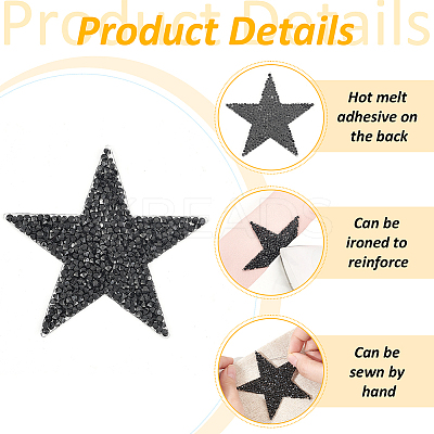 8 Styles Star Hotfix Resin Rhinestone Iron on Patches PATC-FG0002-27-1