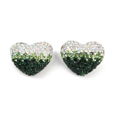 Gradient Color Heart Shaped Polymer Clay Rhinestone Beads CLAY-NH0002-03B-1