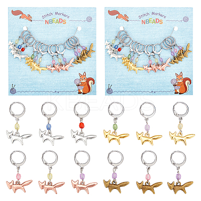 Fox Pendant Stitch Markers HJEW-AB00336-1