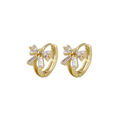 Bowknot Brass Cubic Zirconia Hoop Earrings FS-WGFE704-02-1