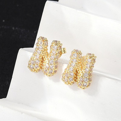 Brass Micro Pave Cubic Zirconia Stud Earrings EJEW-Z091-04G-N-1