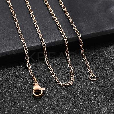 304 Stainless Steel Cable Chain Necklace Making X-STAS-P045-01RG-A-1