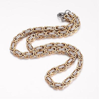 201 Stainless Steel Byzantine Chain Necklaces NJEW-K062-01C1-7mm-1