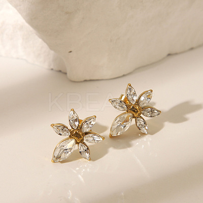304 Stainless Steel Micro Pave Glass Cubic Zirconia Stud Earring for Women LS-EJEW-K302-06G-1