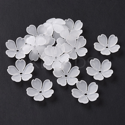 200Pcs 5-Petal Transparent Acrylic Bead Caps SACR-SP0001-45-1