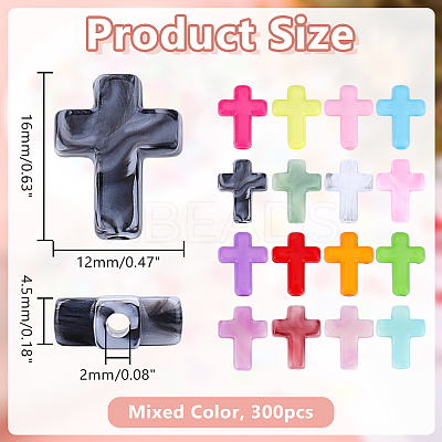 300Pcs 2 Styles Acrylic Beads OACR-HY0001-24-1