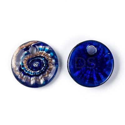 Handmade Silver Foil Lampwork Pendants FOIL-S116-1-B-1