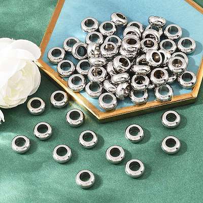 Tarnish Resistant Stainless Steel Large Hole Rondelle Beads STAS-Q175-02-1