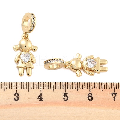 Brass Pave Clear Cubic Zirconia European Dangle Charms KK-U009-08B-G-1