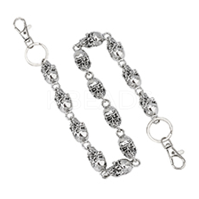 Skull Zinc Alloy Link Chain Belts AJEW-WH0070-24AS-1