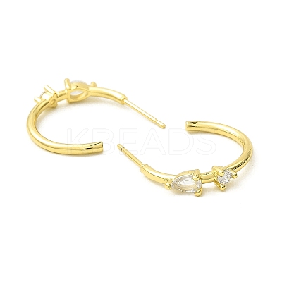 Real 18K Gold Plated Brass Ring Stud Earrings EJEW-L270-10G-02-1