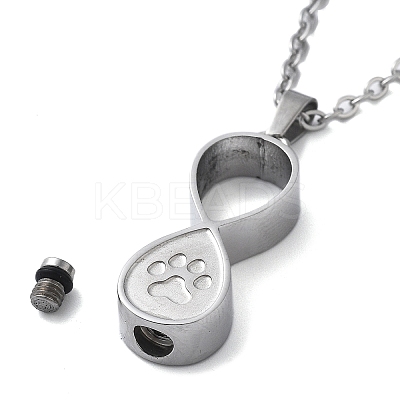 304 Stainless Steel Infinity Pet Urn Ashes Necklaces STAS-Z106-02P-1